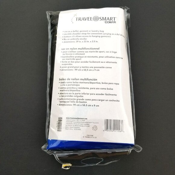 Travel Smart Conair Multipurpose XL Nylon Bag Black Duffle Garment Laundry NEW - Picture 2 of 2